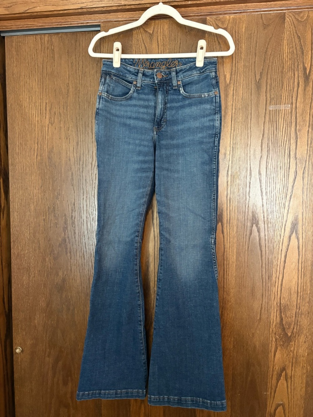 Wrangler Women's Mid-Blue High-Rise Flare Jeans